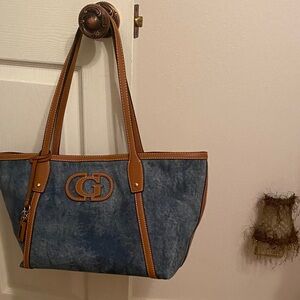Guess Blue and Brown Tote Bags